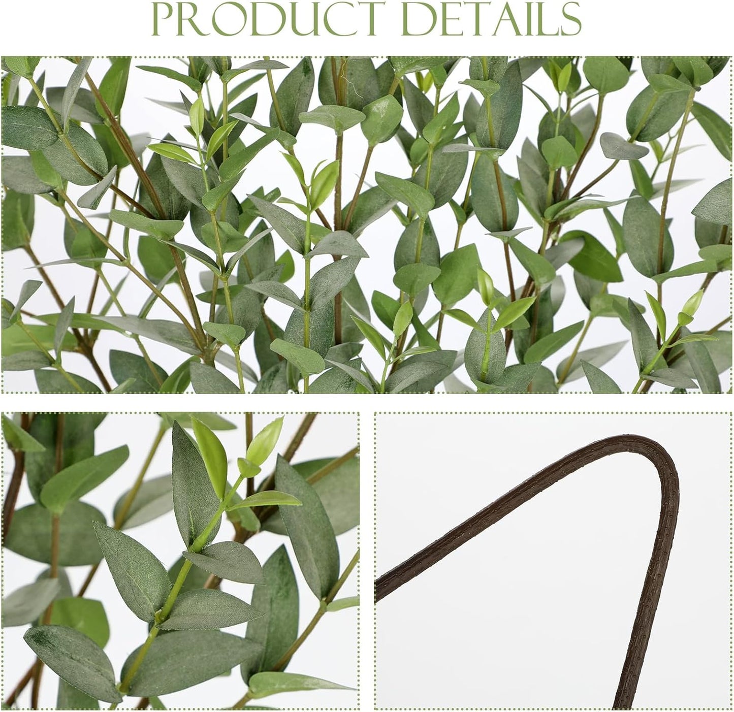 Faux Eucalyptus Stems Willow Eucalyptus Leaves 34” Long Fake Salix Leaves 3 Pcs Artificial Greenery Stems for DIY Bouquet Arrangements Centerpieces Shower Decorations-Artificial Eucalyptus Stems