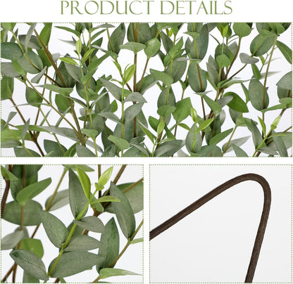 Faux Eucalyptus Stems Willow Eucalyptus Leaves 34” Long Fake Salix Leaves 3 Pcs Artificial Greenery Stems for DIY Bouquet Arrangements Centerpieces Shower Decorations-Artificial Eucalyptus Stems