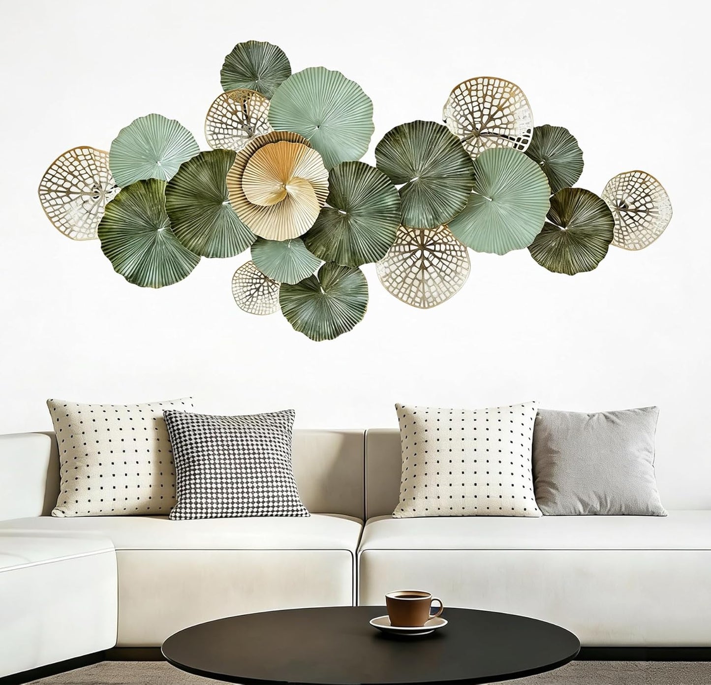 Roivikis Large Metal Wall Art Decor, 3D Abstract Lotus Leaves Wall Handcrafted Modern Decoration for Indoor Outdoor for Living Room, Bedroom, Entryway 52" x 24"
