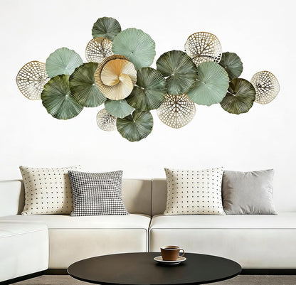 Roivikis Large Metal Wall Art Decor, 3D Abstract Lotus Leaves Wall Handcrafted Modern Decoration for Indoor Outdoor for Living Room, Bedroom, Entryway 52" x 24"