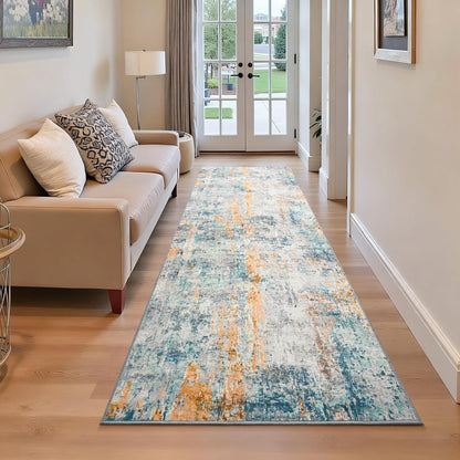 Ompaa 2x6 Rug Runners for Hallways Kitchen Runner Rug Non Slip Washable Grey Long Runner Rugs with Rubber Backing Soft Abstract Carpet Runner for Hallways, Kitchen, Bedroom, Bathroom, Entryway - Colors A