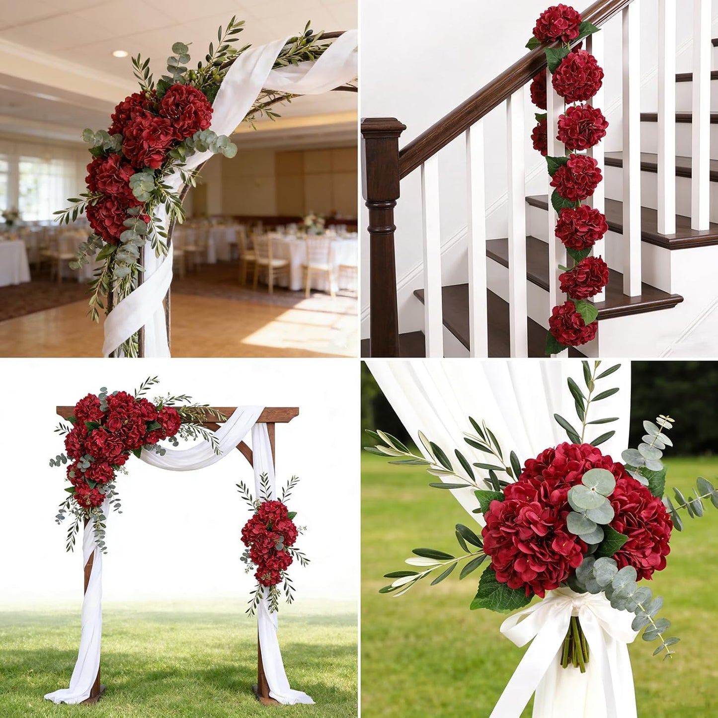 Kimura's Cabin 6pcs White Hydrangea Artificial Flowers Silk Fake Hydrangeas Faux Hydrangea Flowers with Stems for Wedding Bouquets Arrangement Home Table Centerpieces Baby Shower Party Decoration