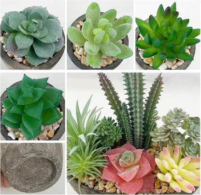 Succulents Plants Artificial 4 Pack, Mini Fake Succulents in Pots, Assorted Small Faux Succulent Decorative for Living Room Home Office Decor