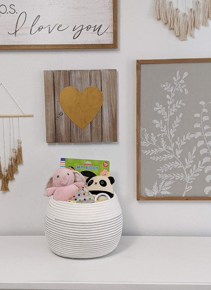 Goodpick Wicker Storage Basket for Living Room, Small Round Woven Basket for Toys, Towel, Bedroom, Children Corner Decoration Plant Baskets Indoor, Jute, 10"D x 8.3"H