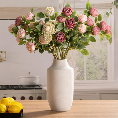 Mitt&Ditt Ceramic Flower Vase with Handles, 11 inch Tall Vase for Centerpieces, Large Decorative Terracotta Vases, Farmhouse Rustic Vases for Home Decor, Living Room, Table, Neutral