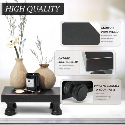 EOSAHR Farmhouse Riser for Room Decor : Decorative Pedestal Stand For Display Your Home Decorations and Uniquely Soap Stand - Rustic Bathroom Counter Tray and Kitchen Decor (Natural Wood)