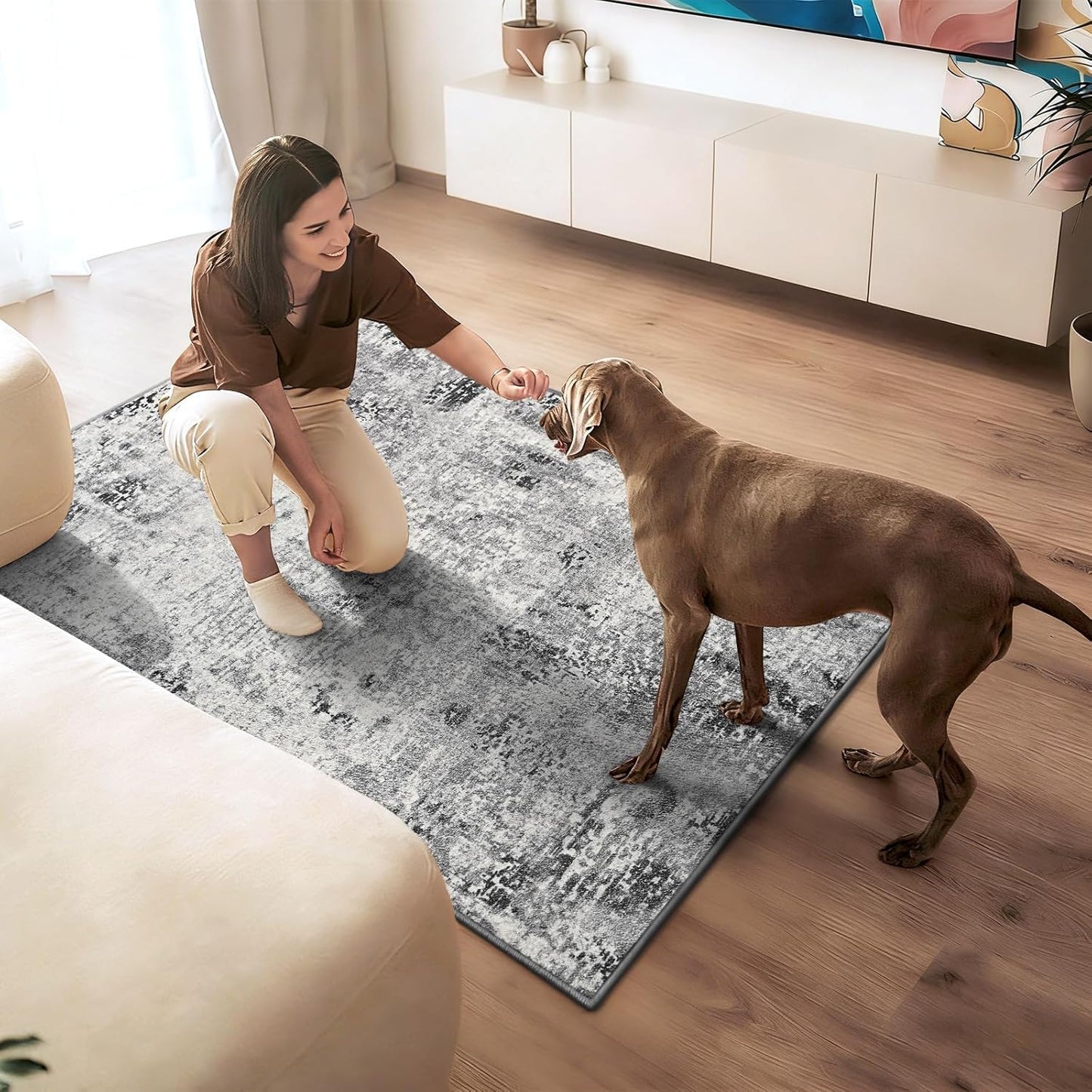 Ompaa 2x6 Rug Runners for Hallways Kitchen Runner Rug Non Slip Washable Grey Long Runner Rugs with Rubber Backing Soft Abstract Carpet Runner for Hallways, Kitchen, Bedroom, Bathroom, Entryway - Colors B