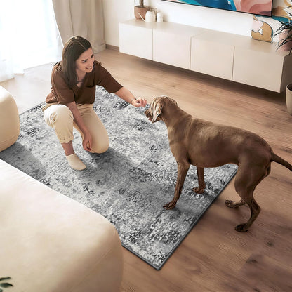 Ompaa 2x6 Rug Runners for Hallways Kitchen Runner Rug Non Slip Washable Grey Long Runner Rugs with Rubber Backing Soft Abstract Carpet Runner for Hallways, Kitchen, Bedroom, Bathroom, Entryway - Colors B