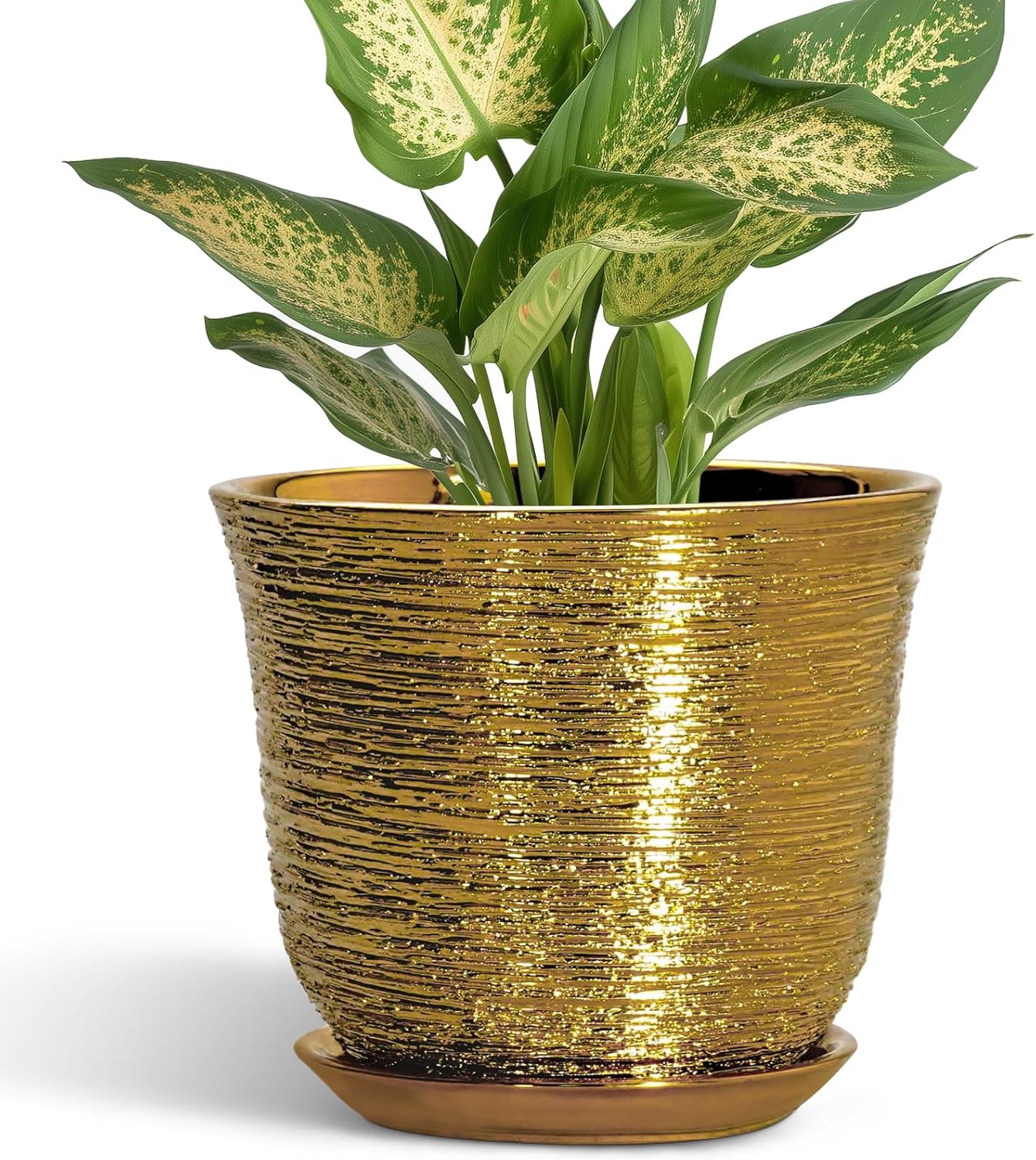 Ceramic Plant Pots - 12 Inch Pots for Plants Indoor Outdoor, Large Round Planter with Drainage Hole and Saucer, Modern Decorative Flower Pot, Home Garden Decor, House Warming Gifts, Blue