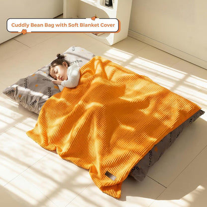 MAXYOYO 3 in 1 Kids Bean Bag Chair Couch, Convertible Chair Folds from Bean Bag to Lounger, Child Floor Sofa for Gaming, Reading, Floor Mattress with High-Density Foam Filling