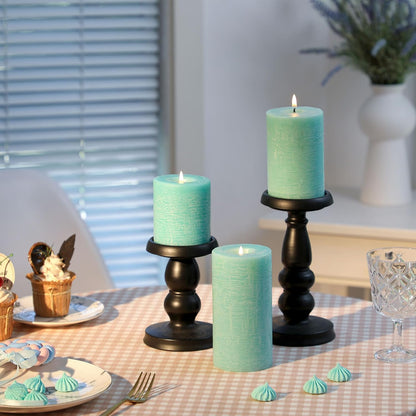 Sage Green Pillar Candles Set of 3 - Hand-Poured Unscented Candles,Smokeless Dripless Candles for Dinner Table and Home, Set of 3 in Different Sizes (3"x4", 3"x5", 3"x6")