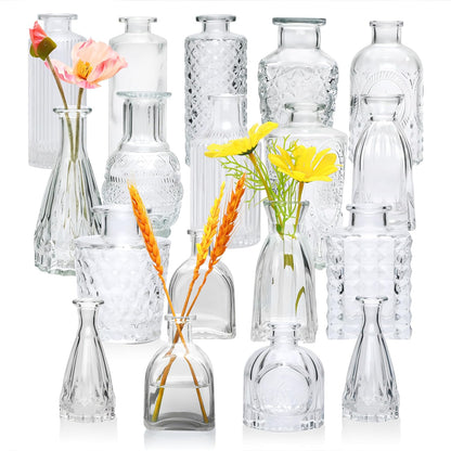 Glass Bud Vase Set of 32 pcs,Bud Vases in Bulk,Small Vases for Centerpieces, Mini Flower Vase Bulk for Rustic Wedding Home Table Decorations