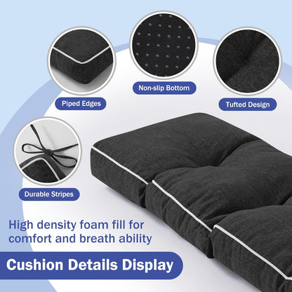 IPYNBAP Bench Cushion, 42 x 16 Inch Patio Furniture Cushions with Durable Ties, Soft Memory Foam Bench Cushions for Indoor/Outdoor Furniture with Non-Slip Bottom, Kitchen&Dining, Dark Grey