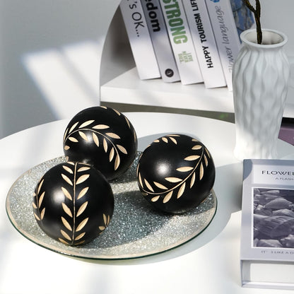 Set of 6 Decorative Orbs for Bowls and Vases - Circle Pattern - Resin Round Sphere Balls for Living, Dining Room Coffee Table Centerpiece Home Decor