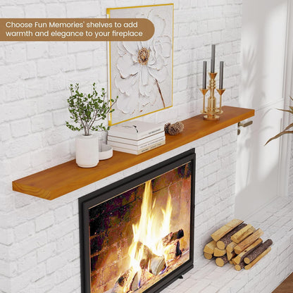 Floating Shelves 36 Inches Long - 8 Inch Deep Rustic Premium Solid Pine Wood for Storage - Farmhouse Wall Mounted for Living Room - Heavy-Duty Metal Bracket - 36" W x 8" D - Set of 2 - White Color