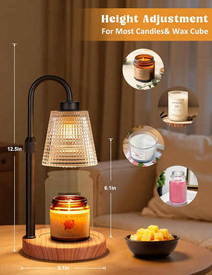 Innqoo Candle Warmer Lamp with Timer, Dimmable Candle Warmer for Jar Candles, Height Adjustable Wax Melts Warmer, Birthday Gifts for Women Mom, House Warming Gifts New Home Decor