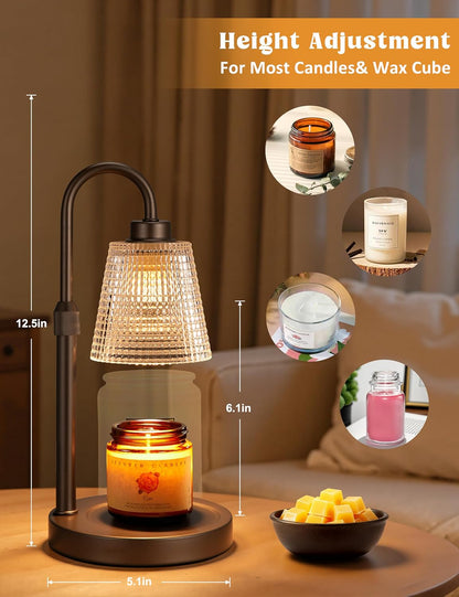 Innqoo Candle Warmer Lamp with Timer, Dimmable Candle Warmer for Jar Candles, Height Adjustable Wax Melts Warmer, Birthday Gifts for Women Mom, House Warming Gifts New Home Decor