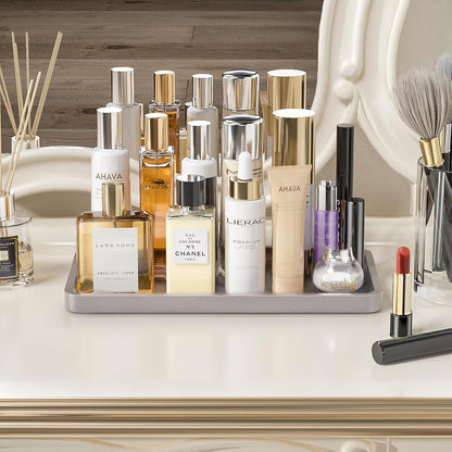 Bathroom Vanity Tray for Countertop - Bamboo Organizer Tray for Dresser Tops, Toilet, Perfume Small Decorative Tray Wood Tray for Home Decoration 11.81” L x 6.1” W x 0.79” H Black