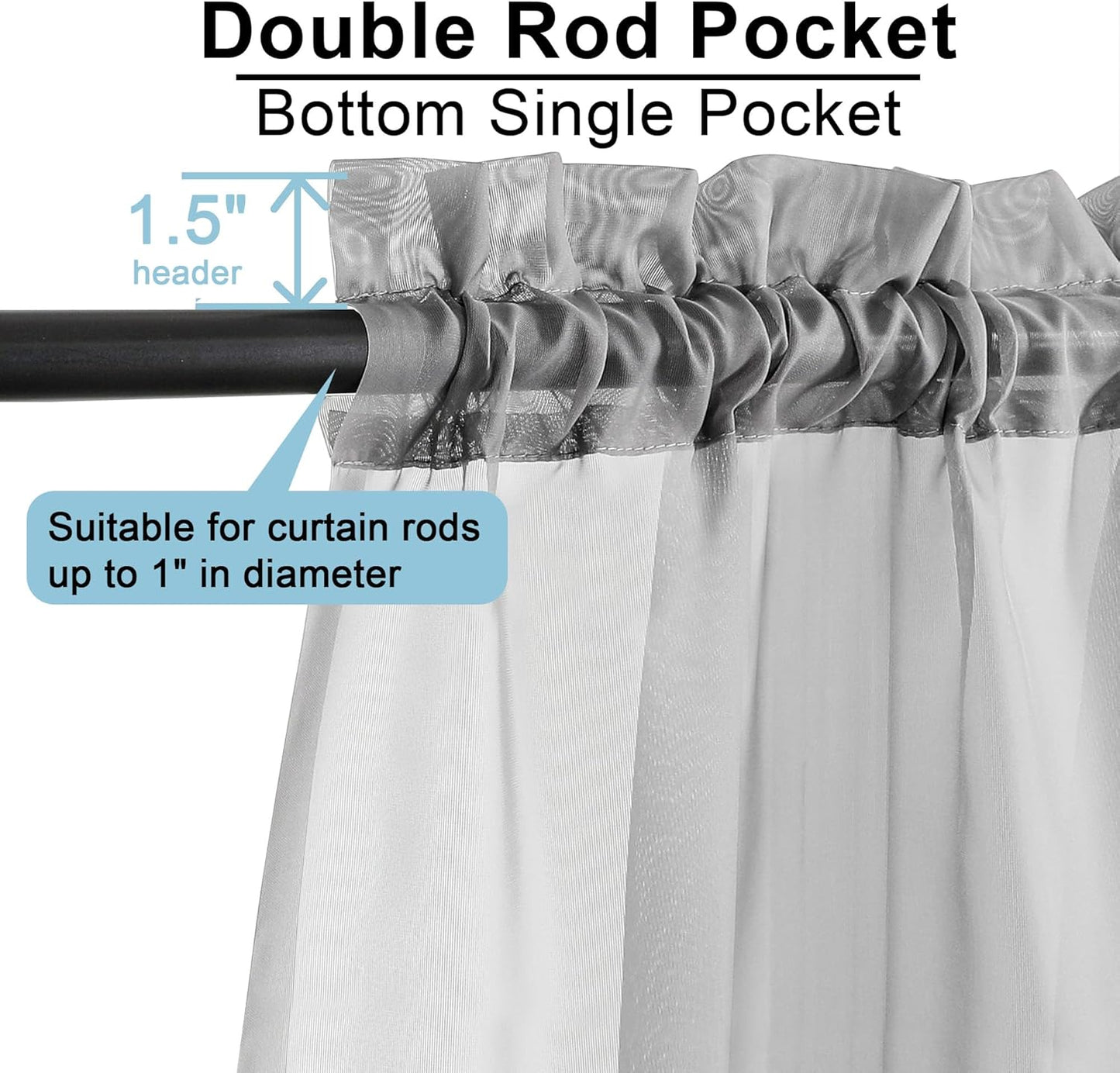 OWENIE Sheer Curtains 84 inches Long 2 Panels Set for Living Room/Bedroom, Rod Pocket Voile Sheer Panel Drapes, White, 2pcs, Each 42" W x 84" L - Colors B