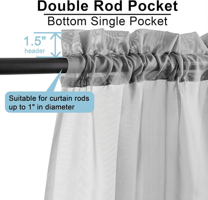OWENIE Sheer Curtains 84 inches Long 2 Panels Set for Living Room/Bedroom, Rod Pocket Voile Sheer Panel Drapes, White, 2pcs, Each 42" W x 84" L - Colors B