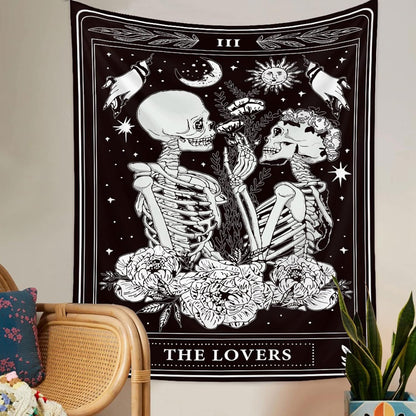 Naykow Skull Tapestries Black and White Skeleton Gothic Grunge Dark Witchy Wall Hanging Decor Tapestry for Bedroom Aesthetic Alt Room (30x40 inches vertical)
