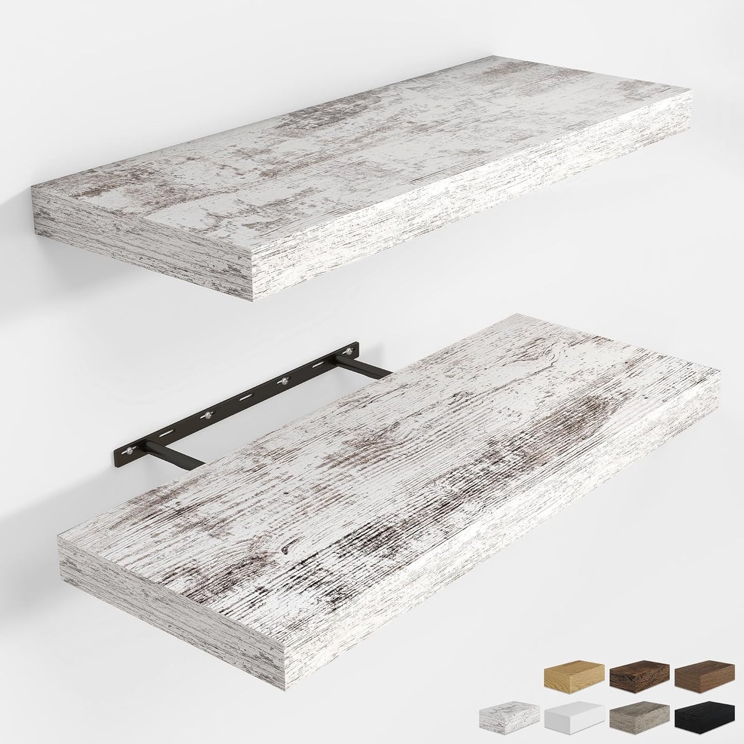 RICHFOCUS 72Inch Floating Shelves for Wall 2 Pack Shelves for Bedroom|Kitchen|Bathroom Wall Mounted Rustic Wood Floating Shelf with Invisible Brackets for Books|Storage|Decor, Rustic Brown