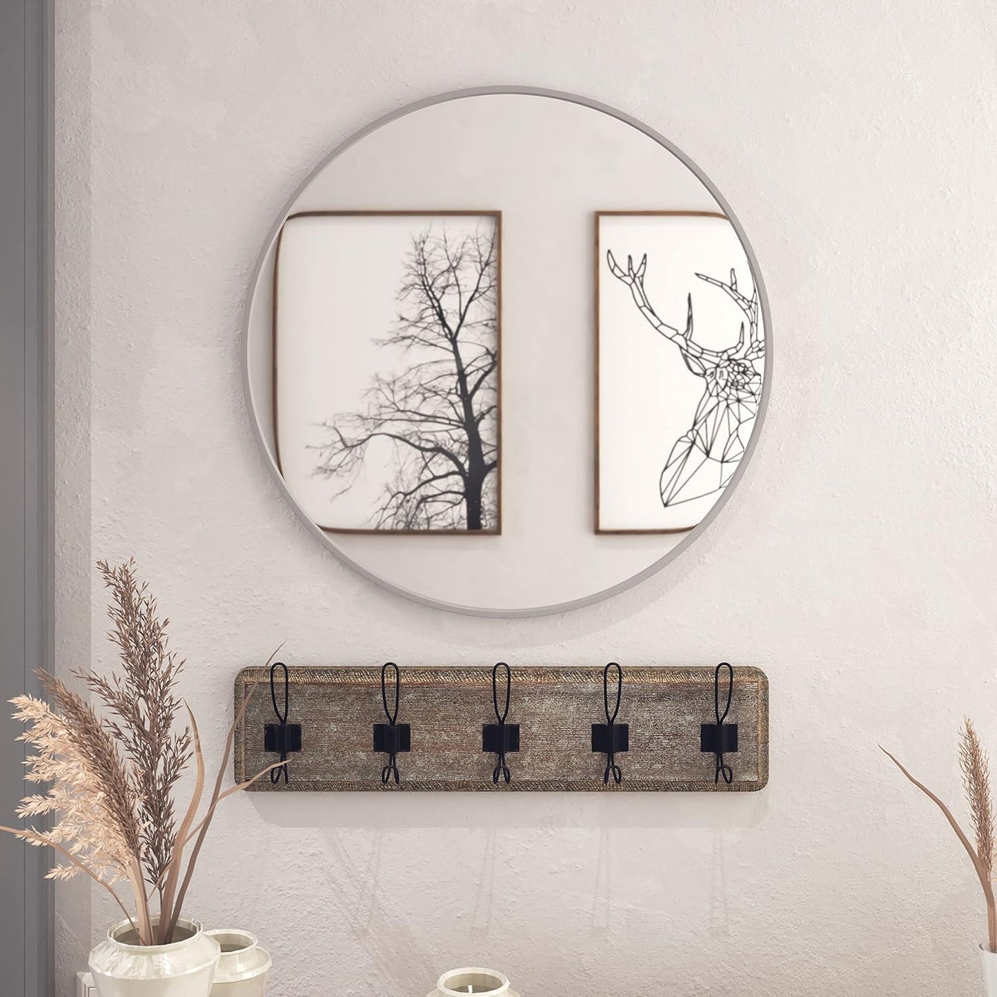 Gold Circle Wall Mirror 24 Inch Round Wall Mirror for Entryways, Washrooms, Living Rooms and More (Gold, 24")