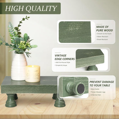 EOSAHR Farmhouse Riser for Room Decor : Decorative Pedestal Stand For Display Your Home Decorations and Uniquely Soap Stand - Rustic Bathroom Counter Tray and Kitchen Decor (Natural Wood)