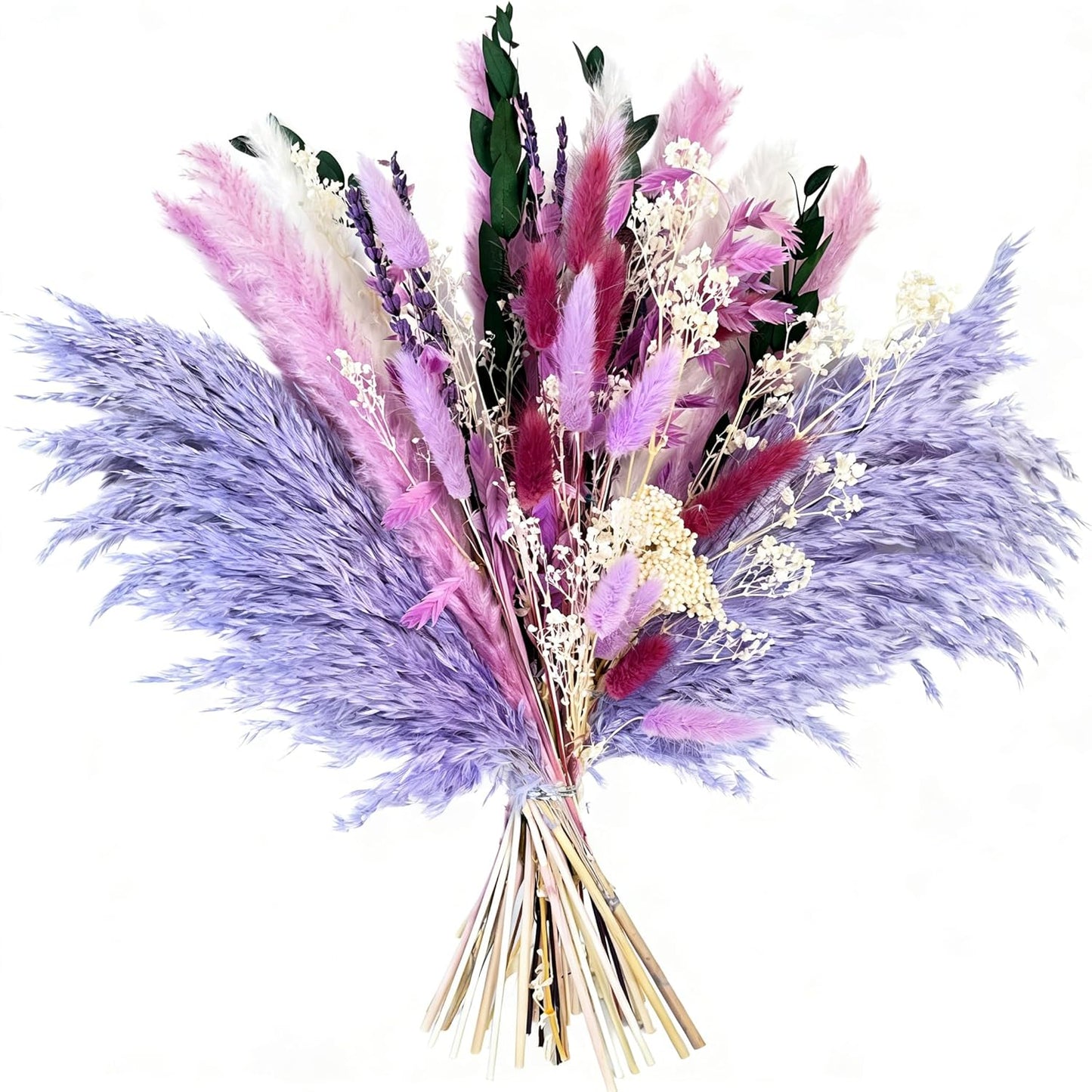 Natural Dried Flower Bouquet - 17" Boho Style Mixed Pampas Grass Ideal for Home Decor, Wedding Decor, Bridal Bouquets, Floral Arrangement, Event Centerpieces, Table Decor
