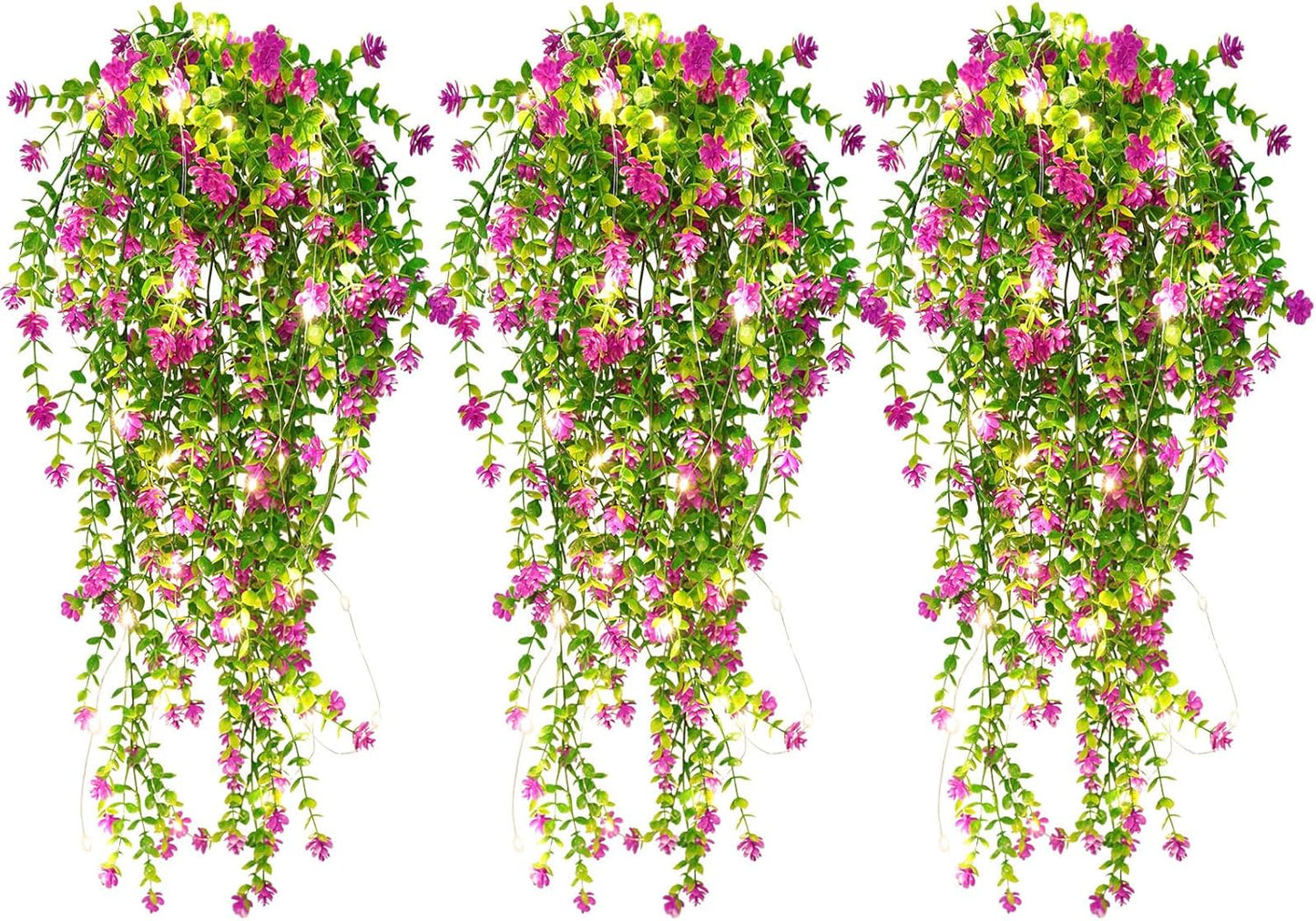 RECUTMS Artificial Hanging Plants Fake Hanging Plant Faux Eucalyptus Leaf Greenery Vine Outdoor UV Resistant Plastic Plants Home Garden Wedding Party Indoor Outdoor Decorations(White)