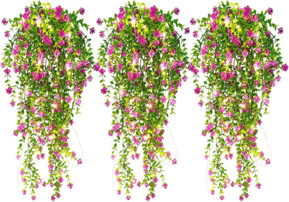 RECUTMS Artificial Hanging Plants Fake Hanging Plant Faux Eucalyptus Leaf Greenery Vine Outdoor UV Resistant Plastic Plants Home Garden Wedding Party Indoor Outdoor Decorations(White)