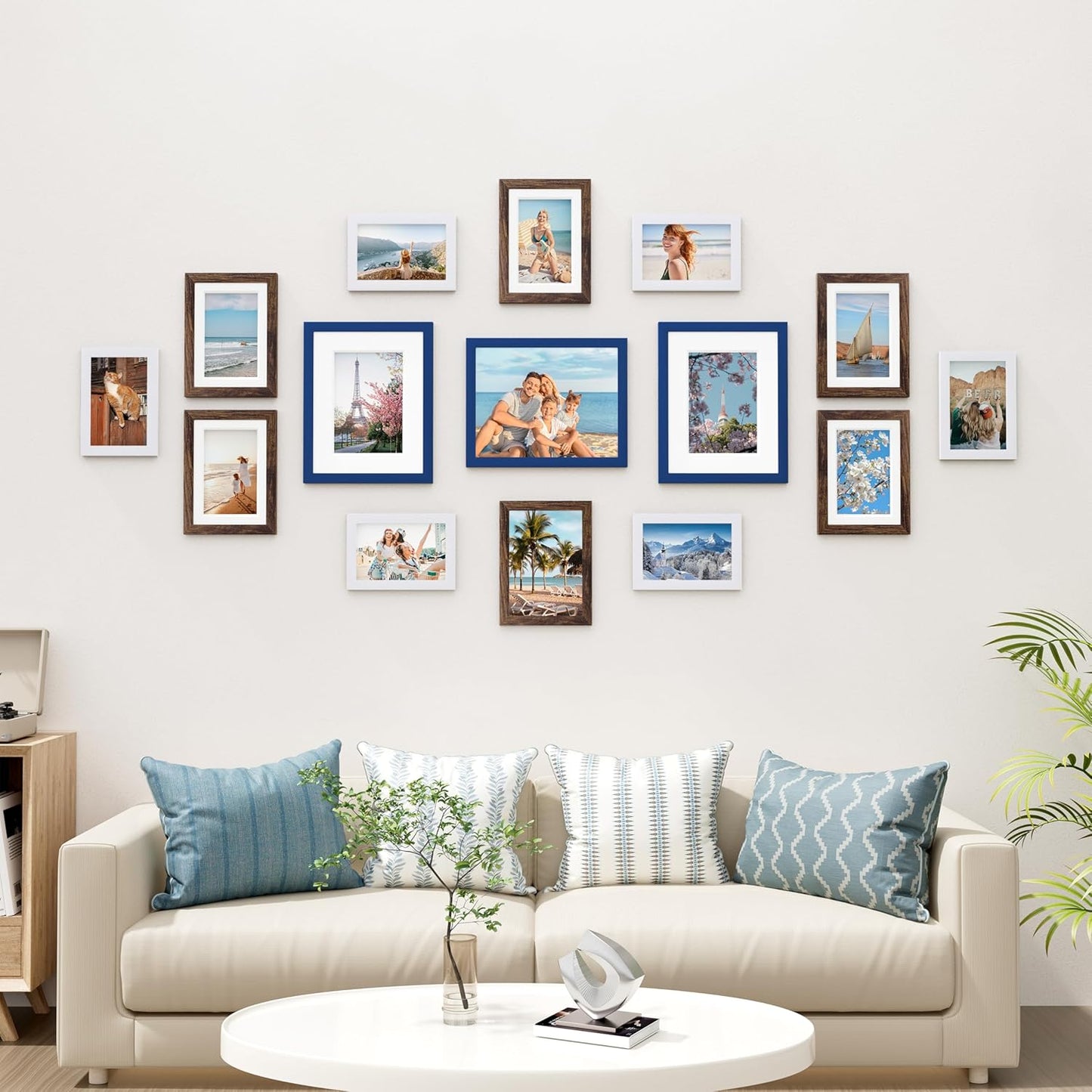 Vittanly 15 Pack Picture Frames Collage Wall Decor for Mounting or Tabletop Display, Gallery Frame Set for Family, Multi Sizes Including 3pcs 8x10, 6pcs 5x7, 6pcs 4x6, Black