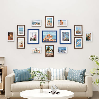 Vittanly 15 Pack Picture Frames Collage Wall Decor for Mounting or Tabletop Display, Gallery Frame Set for Family, Multi Sizes Including 3pcs 8x10, 6pcs 5x7, 6pcs 4x6, Black
