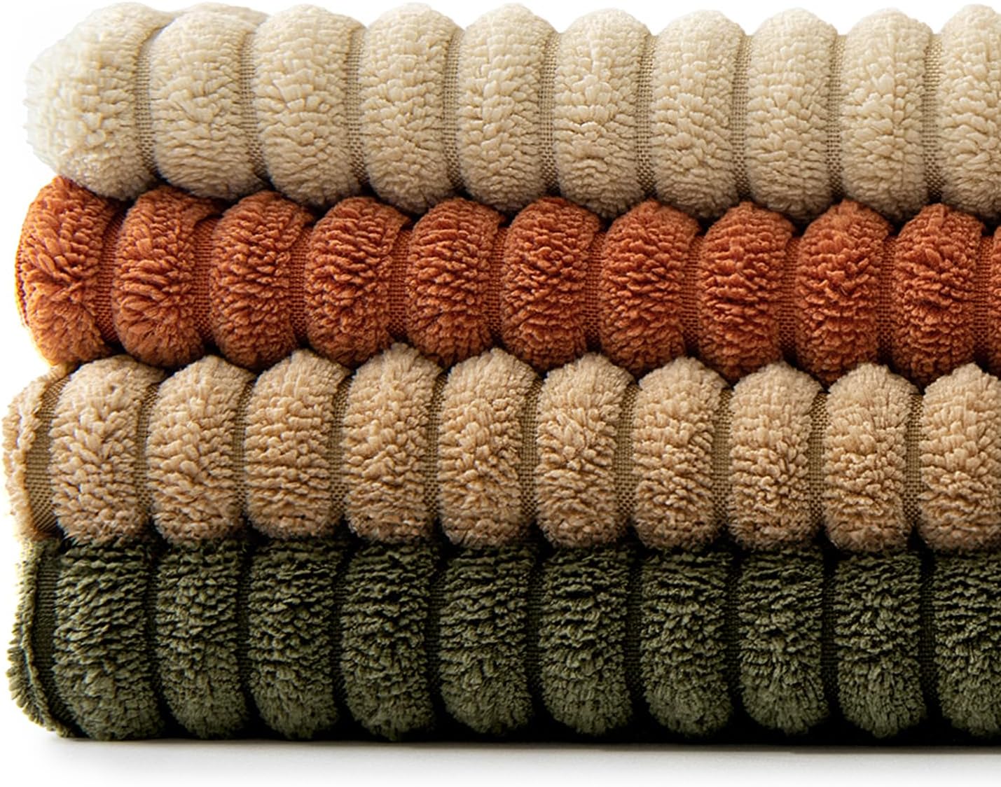 MIULEE Teal Orange Decorative Throw Pillow Covers 18x18 Inch Set of 4 Boho Corduroy Striped Cushion Cases Modern Farmhouse Patchwork Pillow Cases for Couch Sofa Bedroom Home Decor
