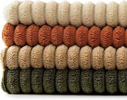 MIULEE Teal Orange Decorative Throw Pillow Covers 18x18 Inch Set of 4 Boho Corduroy Striped Cushion Cases Modern Farmhouse Patchwork Pillow Cases for Couch Sofa Bedroom Home Decor
