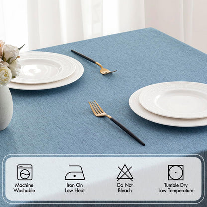 MIULEE Beige Rectangle Linen Polyester Tablecloth with Decorative Cutouts Spring Waterproof Stain Resistant & Shrink-Proof Table Cloth 52x70 inch Farmhouse Style for Dining Wedding and Outdoor