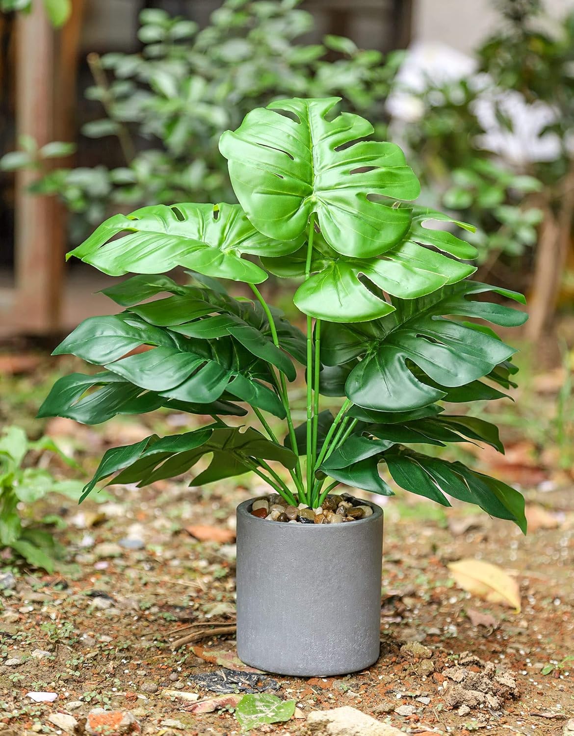2pcs Fake Plants 16" Faux Plants Artificial Tropical Plants Indoor for Home Office Desk Kitchen Bathroom Table Shelf Decor