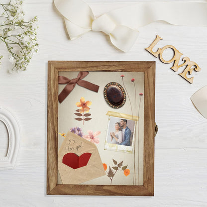 TJ.MOREE Shadow Box Frame 8 x 10 Shadowbox Display Case Picture Frame with Linen Back Memorabilia Bouquet Medals Military Photos Memory Box