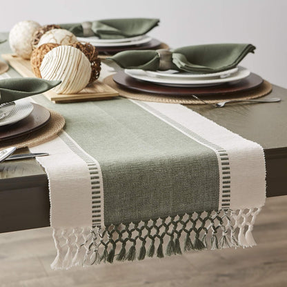 DII Dobby Stripe Woven Table Runner, 13x72-inch, French Blue