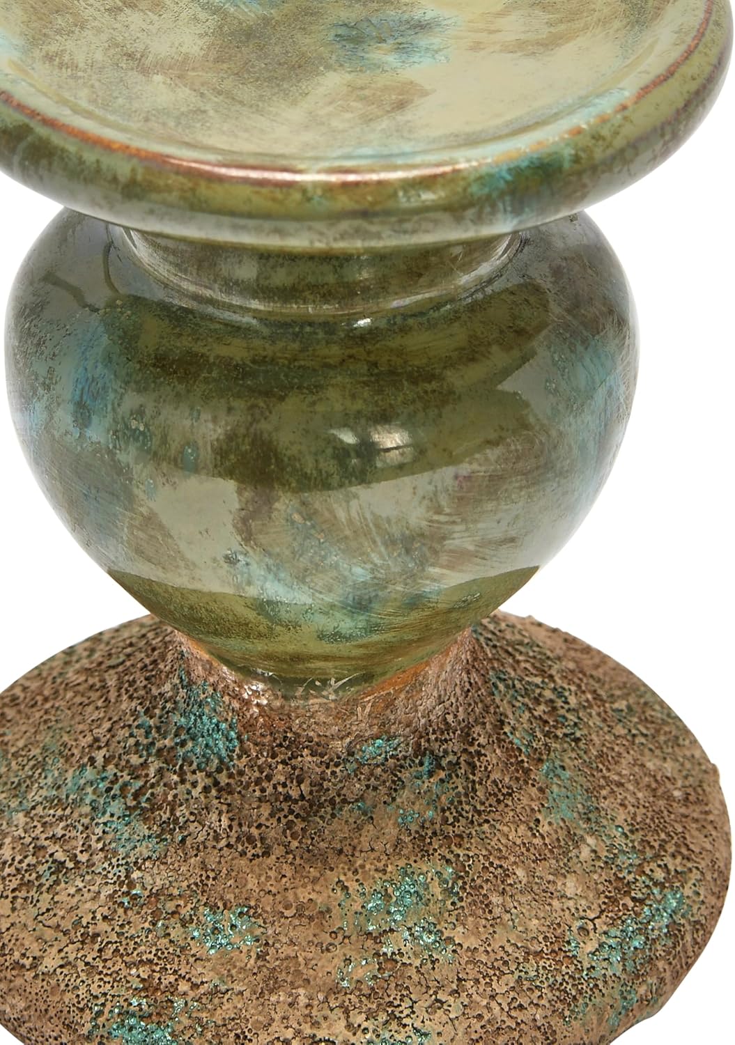 Creative Co-Op Small Distressed Blue Terracotta Pillar Candle Holder