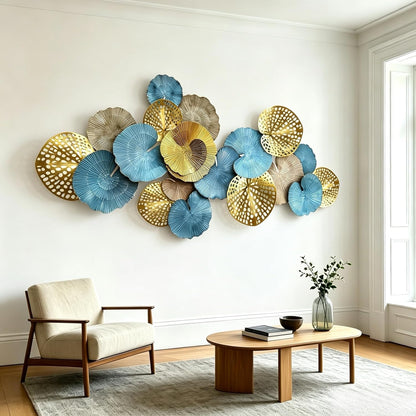 Roivikis Large Metal Wall Art Decor, 3D Abstract Lotus Leaves Wall Handcrafted Modern Decoration for Indoor Outdoor for Living Room, Bedroom, Entryway 52" x 24"