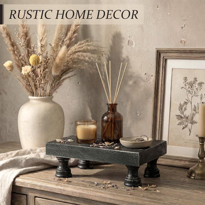 EOSAHR Farmhouse Riser for Room Decor : Decorative Pedestal Stand For Display Your Home Decorations and Uniquely Soap Stand - Rustic Bathroom Counter Tray and Kitchen Decor (Natural Wood)