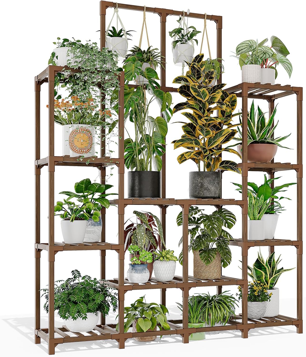 GENTINGBRO Plant Stand Indoor Outdoor 63" Tall Plant Shelf for Plants 14-Tier Large Plant Sheves for Living Room Heavy Duty Plant Rack Garden Balcony Patio Hanging Planter
