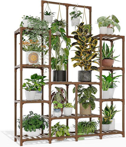 GENTINGBRO Plant Stand Indoor Outdoor 63" Tall Plant Shelf for Plants 14-Tier Large Plant Sheves for Living Room Heavy Duty Plant Rack Garden Balcony Patio Hanging Planter