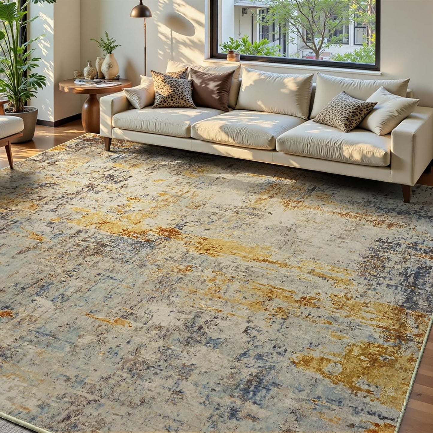 Ompaa 2x6 Rug Runners for Hallways Kitchen Runner Rug Non Slip Washable Grey Long Runner Rugs with Rubber Backing Soft Abstract Carpet Runner for Hallways, Kitchen, Bedroom, Bathroom, Entryway - Colors A