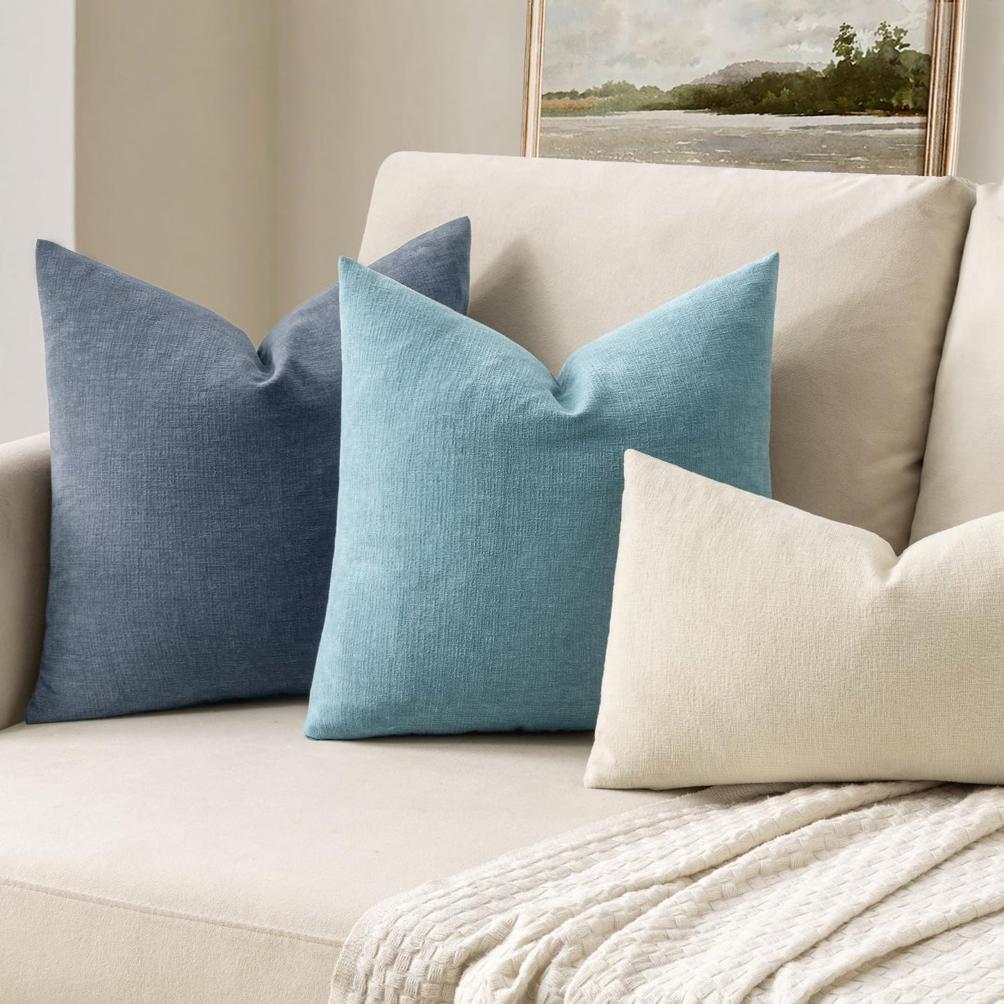 MIULEE Olive Green Couch Pillow Covers 18x18 Inch, Set of 2 Soft Chenille Decorative Square Throw Pillow Covers Farmhouse for Sofa Living Room Bed