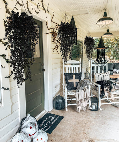 RECUTMS Artificial Hanging Plants Fake Hanging Plant Faux Eucalyptus Leaf Greenery Vine Outdoor UV Resistant Plastic Plants Home Garden Wedding Party Indoor Outdoor Decorations(White)