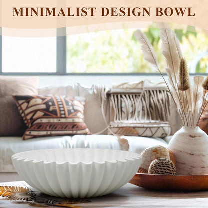 YMXYJM Large Decorative Bowl, Modern Handicraft Bowls for Home Decor, Fruit Bowl for Kitchen Counter, Ruffle Decor, Stylish Key Bowl for Entry Table, Artificial Stone Beige