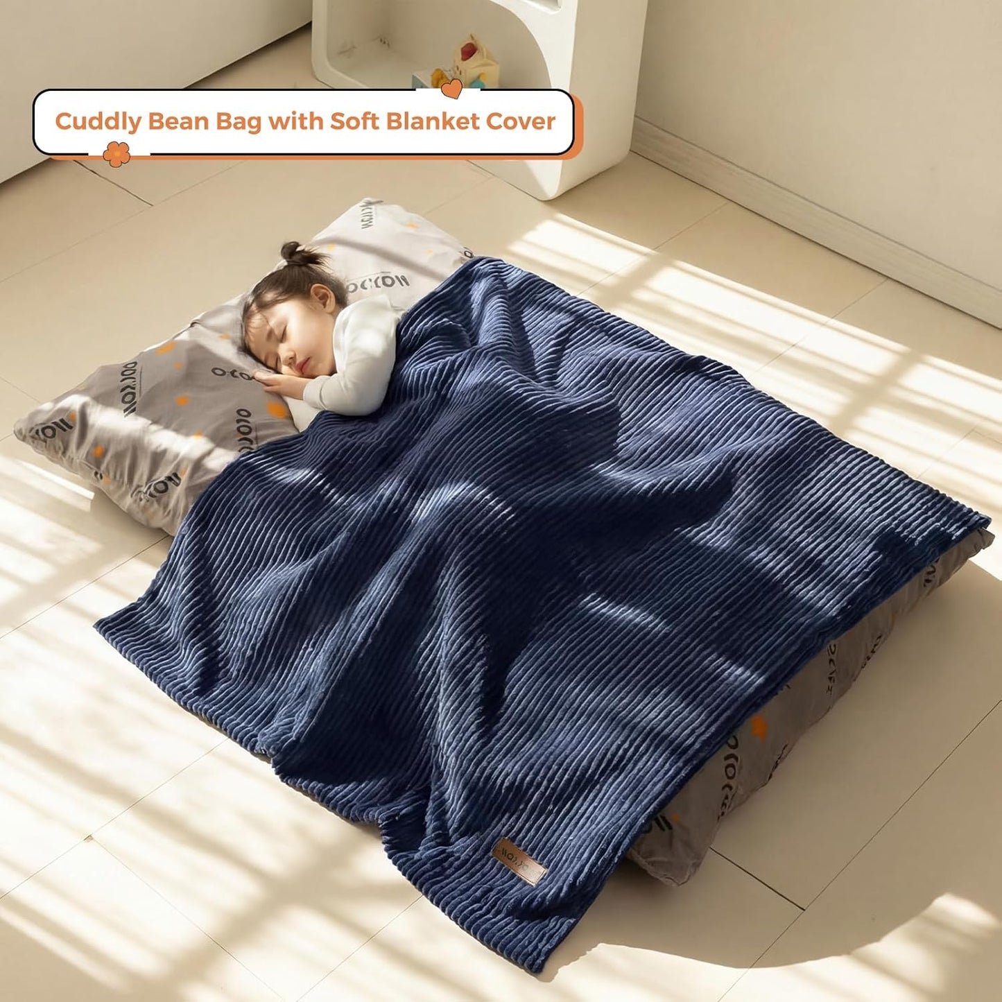 MAXYOYO 3 in 1 Kids Bean Bag Chair Couch, Convertible Chair Folds from Bean Bag to Lounger, Child Floor Sofa for Gaming, Reading, Floor Mattress with High-Density Foam Filling