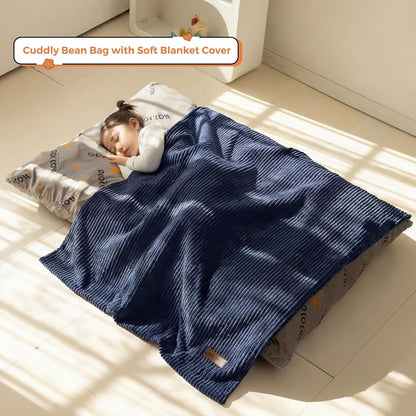 MAXYOYO 3 in 1 Kids Bean Bag Chair Couch, Convertible Chair Folds from Bean Bag to Lounger, Child Floor Sofa for Gaming, Reading, Floor Mattress with High-Density Foam Filling